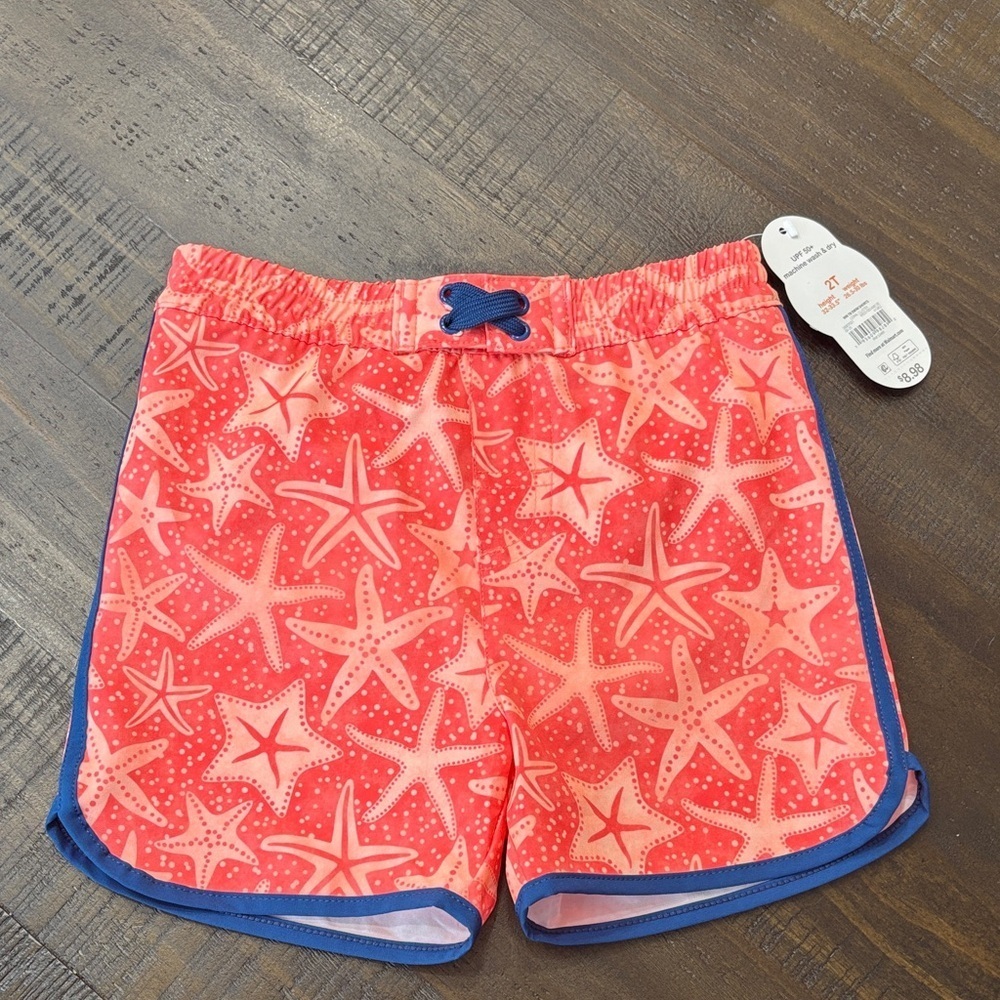 Wonder Nation Coral Starfish Swim Shorts 2T
